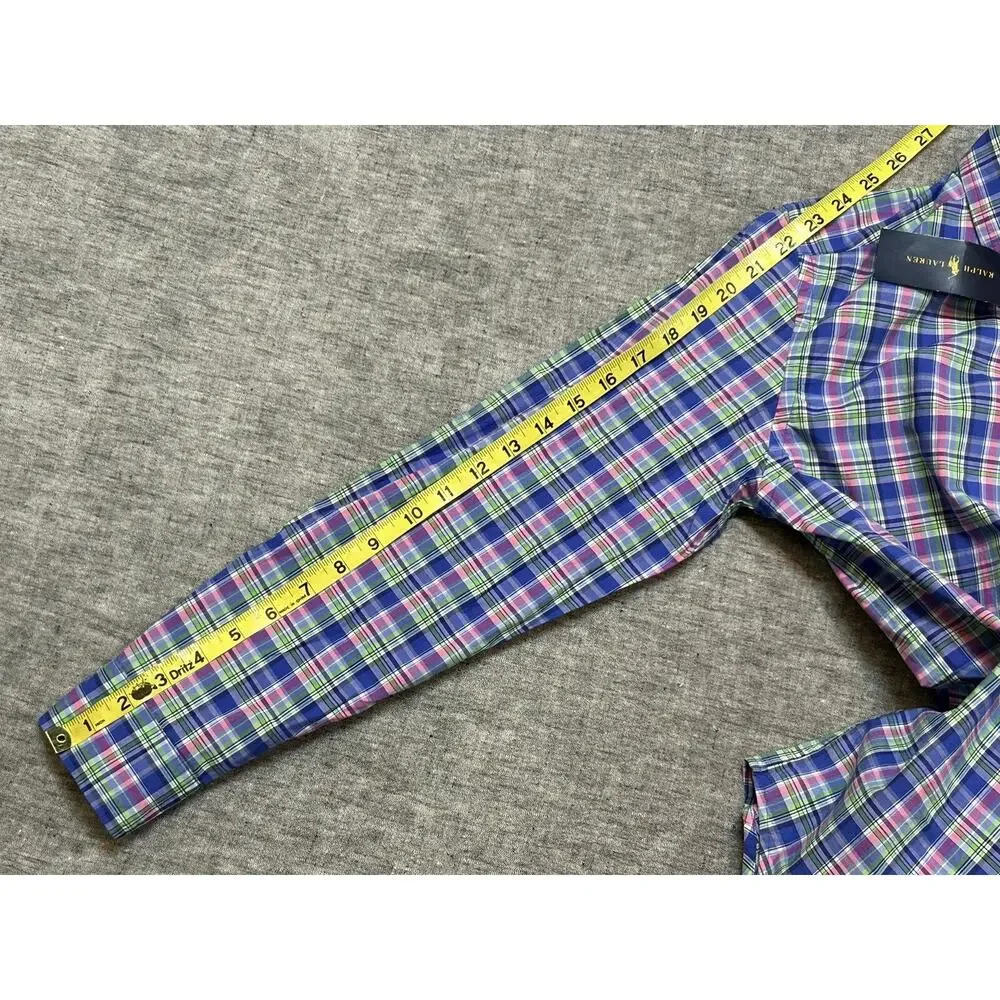 Ralph Lauren Shirt Youth Large 14-16 Plaid Long Sleeve Cotton Button-Up